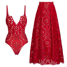 Load image into Gallery viewer, 2Pcs Printed Swimsuit Women Sexy Swimwear New Bikini With Long Skirt Female Biquini Push Up Swim Suit Bodysuit Beachwear CoverUp