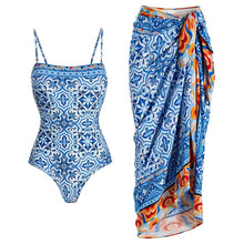 Load image into Gallery viewer, 2Pcs Printed Swimsuit Women Sexy Swimwear New Bikini With Long Skirt Female Biquini Push Up Swim Suit Bodysuit Beachwear CoverUp