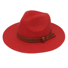 Load image into Gallery viewer, Summer Straw Sun Hat Panama Hats Grass Knitted Gift Hat Breathable Leisure Jazz Hat European American Style Straw Hat Beach Caps