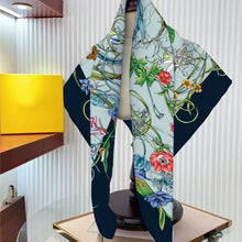 Load image into Gallery viewer, Silk Scarf Women Floral Printed Square Scarves Head Echarpes Silk Foulards Femme Wraps Beach Shawls Bandana Lady Hijabs 90CM