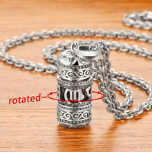 Load image into Gallery viewer, Silver Six Character True Word Pendant Can Open The Gawu Box Necklace for Men and Women Chinese Style Jewelry Rotatable