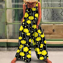 Load image into Gallery viewer, Loose casual lazy wind oversize print suspenders one-piece pants 2024 summer new straps broad leg one-piece pants woman