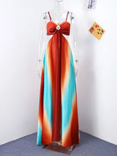Load image into Gallery viewer, Fashion Gradient Hollow Out Maxi Dress Women Bohemia Spaghetti Strap Sleeveless Backless Beach Dresses Female Vacation Chic Robe