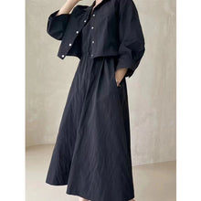 Load image into Gallery viewer, Summer 2 Pieces Women&#39;s Dress Suits Turn-down Short Jacket and Solid Casual Tank Dress Sets Outfits 2024 New Spring