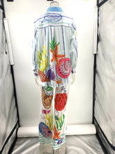 Load image into Gallery viewer, Bohemia Satin Print Loose Two Piece Sets Women Causal Long Sleeve Shirts+Long Wide Leg Pants Female Beach Summer Outfits