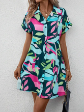 Load image into Gallery viewer, New Summer Everyday Casual Women's Short Sleeve Shirt Dress  Sweet Fashion Single-breasted Dress Floral Print Elegant Dress