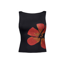 Load image into Gallery viewer, Combhasaki Women&#39;s Y2K Vintage Crop Tank Tops Slim Fitted Aesthetic Flower Print Boat Neck Sleeveless Party Club Summer Camis