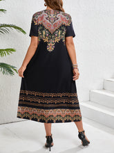 Load image into Gallery viewer, Ethnic Bohemian Floral Print Casual Vacation Short-Sleeved Large-Size Dress