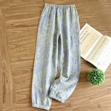 Load image into Gallery viewer, New Spring Summer Women's Pajamas 100% Cotton Crepe Pants Women's Comfortable Loose Large Leaf Home Pants Thin Bottoms