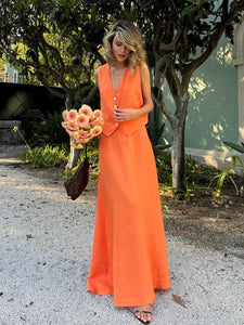 Bronladies Womem's Chic Vest Skirt Suit 2-Piece Set Summer New Female Sleeveless Top Fashionable Office Ladies Loose Outfits