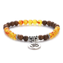 Load image into Gallery viewer, New Classic Natural Wood Beads Bracelets For Women Meditation Prayer Sliver Om Pendant Bracelet Men Wooden Yoga Jewelry