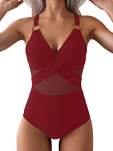 Load image into Gallery viewer, 2026 Plain Ruched Swimsuit Women One Piece Ring Link Swimwear Female Bathers Bathing Swimming Swim Bodysuit Summer Beachwear