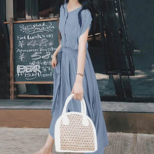 Load image into Gallery viewer, Women Fashion Short Sleeve Dress Summer Elegant Party Vestidos Casual Mid-calf Sundress Femme Vintage OL Robe Kaftan