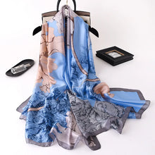 Load image into Gallery viewer, Green Peacock Feather Hijab Summer Beach Pareo Silk Scarf Women Luxury Bandana Soft Long Foulard Femme Designer Bufandas Mujer