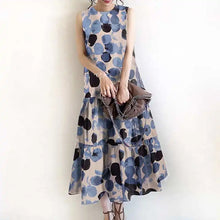 Load image into Gallery viewer, Bohemian Sleeveless Summer Dresses Women Floral Printed Sundress Fashion Casual Ruffles Hem Long Vestido Robe Femme
