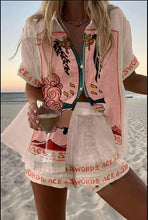 Load image into Gallery viewer, Fashion Print Beach Holiday 2-Piece Set Women Summer Short Sleeve Shirt Top + Wide Legs Short Women's Oversized Two-Piece Outfit
