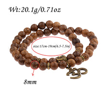 Load image into Gallery viewer, Multilayer Wood Beads Buddha Lotus OM Bracelet Tibetan Buddhist Mala Charm Rosary Bracelet Yoga Wooden For Women Men Jewelry