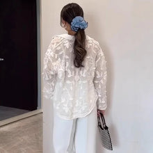 Load image into Gallery viewer, Heavy Industry Embroidery Lapel Long Sleeved Shirt for Summer Sun Protection, New Embroidery Loose Top Cardigan