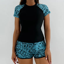 Load image into Gallery viewer, Women's Swimsuit Tankini Set Female Short Sleeve Swimwear 2025 Surfing Sports Pool Beachwear Two-Piece Bathing Suits With Shorts
