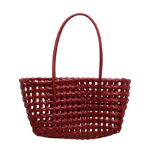 Load image into Gallery viewer, Plastic Hollow Weave Bag Countryside Style Large Capacity Beach Tote Bag Bucket Bag Bohemian Style Woman PVC Handbag Summer
