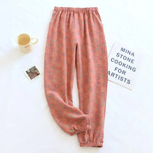 Load image into Gallery viewer, 2025 New Spring Summer Women&#39;s Pajamas 100% Cotton Crepe Pants Women&#39;s Comfortable Loose Large Leaf Home Pants Thin bottoms