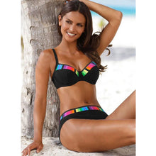 Load image into Gallery viewer, Black And Blue Print high-Waist Bikini Sets Swimsuit Women Sexy Lace Up Two Pieces Swimwear 2023 New Beach Bathing Suits