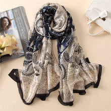 Load image into Gallery viewer, Green Peacock Feather Hijab Summer Beach Pareo Silk Scarf Women Luxury Bandana Soft Long Foulard Femme Designer Bufandas Mujer