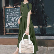 Load image into Gallery viewer, Women Fashion Short Sleeve Dress Summer Elegant Party Vestidos Casual Mid-calf Sundress Femme Vintage OL Robe Kaftan