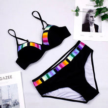 Load image into Gallery viewer, Black And Blue Print high-Waist Bikini Sets Swimsuit Women Sexy Lace Up Two Pieces Swimwear 2023 New Beach Bathing Suits
