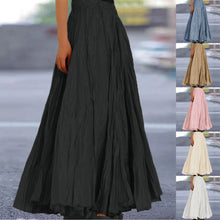 Load image into Gallery viewer, Skirts For Women Female Fashion Casual High Waist Fold Pleatd Dress Soild Vintage Loose Beach Wrap Hip Maxi Long Girls Skirts