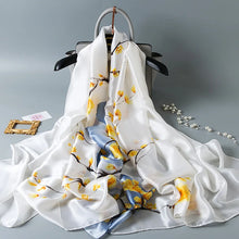 Load image into Gallery viewer, Green Peacock Feather Hijab Summer Beach Pareo Silk Scarf Women Luxury Bandana Soft Long Foulard Femme Designer Bufandas Mujer