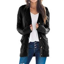 Load image into Gallery viewer, Autumn Winter Women Long Sleeve Knitted Cardigan Single Breasted Solid Color V Neck Loose Sweater Outwear Oversize S-3XL