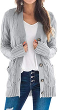 Load image into Gallery viewer, Autumn Winter Women Long Sleeve Knitted Cardigan Single Breasted Solid Color V Neck Loose Sweater Outwear Oversize S-3XL
