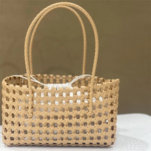 Load image into Gallery viewer, Plastic Hollow Weave Bag Countryside Style Large Capacity Beach Tote Bag Bucket Bag Bohemian Style Woman PVC Handbag Summer