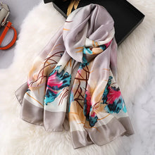 Load image into Gallery viewer, Green Peacock Feather Hijab Summer Beach Pareo Silk Scarf Women Luxury Bandana Soft Long Foulard Femme Designer Bufandas Mujer
