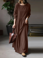 Load image into Gallery viewer, Autumn Women Sundress ZANZEA 2023 Vintage Solid Dresses Female Cotton Robe Casual Long Sleeve Pleated Maxi Vestidos Kaftan
