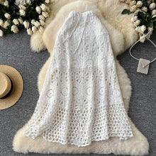 Load image into Gallery viewer, Cotton Floral Crochet Knitted Lace Skirt For Women Vintage Hollow Out Elastic Waist Skirts Summer Holiday Long  Boho Beach Falda