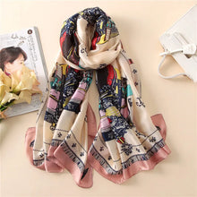 Load image into Gallery viewer, Green Peacock Feather Hijab Summer Beach Pareo Silk Scarf Women Luxury Bandana Soft Long Foulard Femme Designer Bufandas Mujer