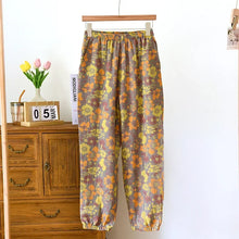 Load image into Gallery viewer, 2025 New Spring Summer Women&#39;s Pajamas 100% Cotton Crepe Pants Women&#39;s Comfortable Loose Large Leaf Home Pants Thin bottoms