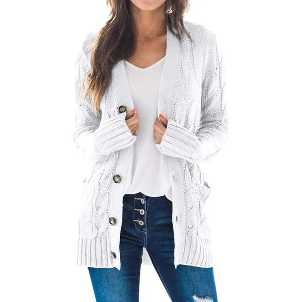 Autumn Winter Women Long Sleeve Knitted Cardigan Single Breasted Solid Color V Neck Loose Sweater Outwear Oversize S-3XL