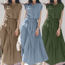 Load image into Gallery viewer, Women Fashion Short Sleeve Dress Summer Elegant Party Vestidos Casual Mid-calf Sundress Femme Vintage OL Robe Kaftan