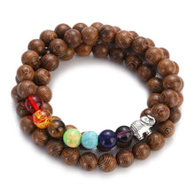 Load image into Gallery viewer, Multilayer Wood Beads Buddha Lotus OM Bracelet Tibetan Buddhist Mala Charm Rosary Bracelet Yoga Wooden For Women Men Jewelry