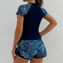 Load image into Gallery viewer, Women's Swimsuit Tankini Set Female Short Sleeve Swimwear 2025 Surfing Sports Pool Beachwear Two-Piece Bathing Suits With Shorts