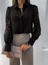 Load image into Gallery viewer, Women Elegant Solid Chiffon Blouse Spring Summer Casual Long Sleeve V Neck Loose Shirt Office Lady Tunics Oversized Tops2024
