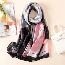 Load image into Gallery viewer, Green Peacock Feather Hijab Summer Beach Pareo Silk Scarf Women Luxury Bandana Soft Long Foulard Femme Designer Bufandas Mujer