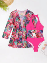 Load image into Gallery viewer, Halter Print Bikini Sets 3PCS Women Swimsuit With Kimono High Waist Swimwear Female Bathers Bathing Swimming Swim Suit Beachwear
