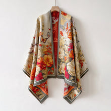 Load image into Gallery viewer, Luxury Warm Poncho Cashmere Winter Women Scarf Floral Jacquard Shawl Wraps Female Thick Pashmina Blanket Bufanda Travel Echarpe