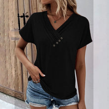 Load image into Gallery viewer, Fashion Women T Shirt Solid Color V Neck Short Sleeve Basic Tops Tee Streetwear Summer Oversized Clothing Female T-Shirts