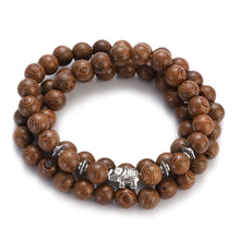 Load image into Gallery viewer, Multilayer Wood Beads Buddha Lotus OM Bracelet Tibetan Buddhist Mala Charm Rosary Bracelet Yoga Wooden For Women Men Jewelry