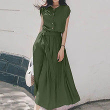Load image into Gallery viewer, Women Fashion Short Sleeve Dress Summer Elegant Party Vestidos Casual Mid-calf Sundress Femme Vintage OL Robe Kaftan